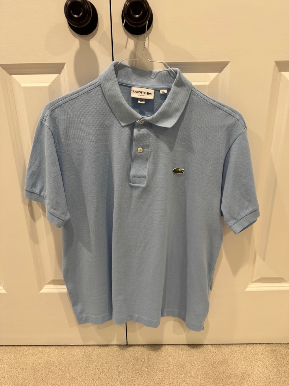 Lacoste Mens Light Blue Classic Piqué Polo Shirt Large